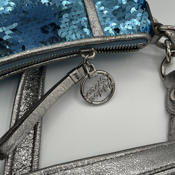 RARE Coach Poppy Turquoise Sequin Spotlight 2-Way Shoulder Bag Handbag - Picture 8 of 12